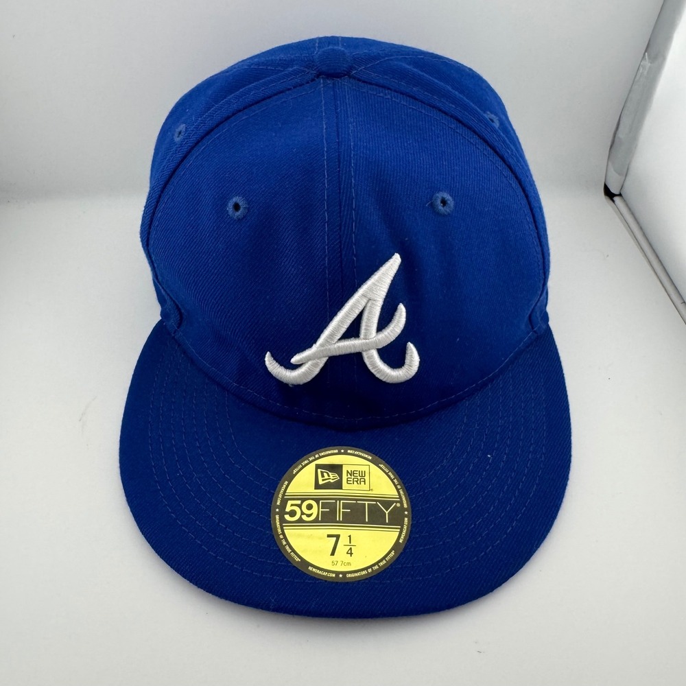 New Era Atlanta Braves Fitted Hat 7 1/4 Royal Blue 59FIFTY MLB Baseball Cap